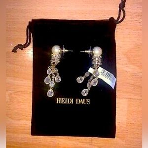 Heidi Daus dripping tear pearl earrings NWT